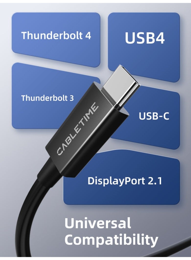 CABLETIME INTEL CERTIFIED THUNDERBOLT 5 CABLE 0.8M | 240W, 120GBPS, 8K - Image 3